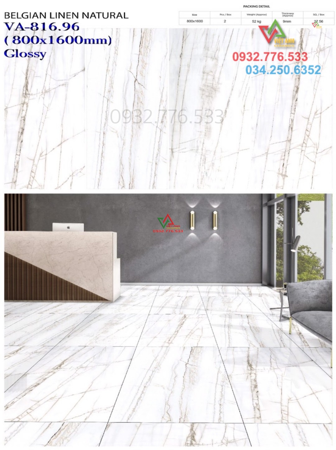 Gạch 80x160 vân đá ốp lát nền nhà