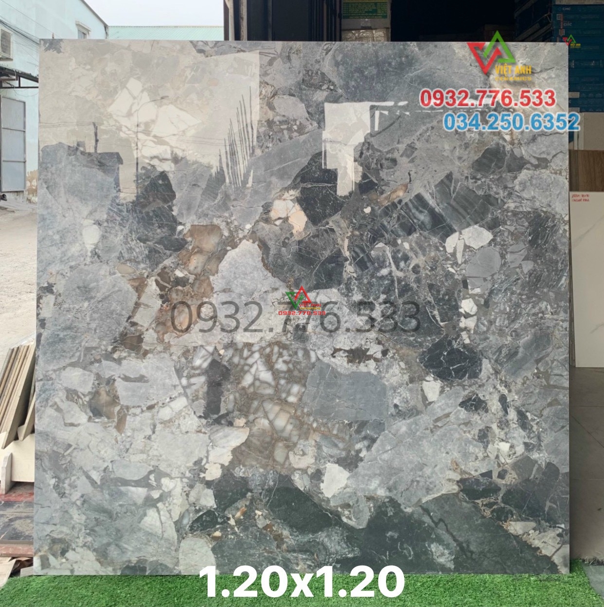 Gạch ốp lát 120x120 màu xám vân đá cao cấp hàng nhập khẩu Ấn Độ