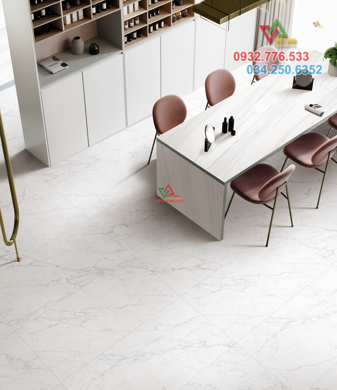 Mẫu gạch 60x120 trắng vân mây