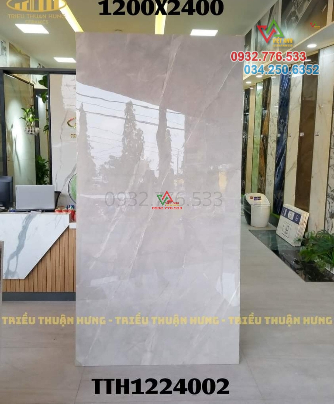 Gạch 120x240 đá bóng kiếng khổ lớn màu xám chuột nhạt