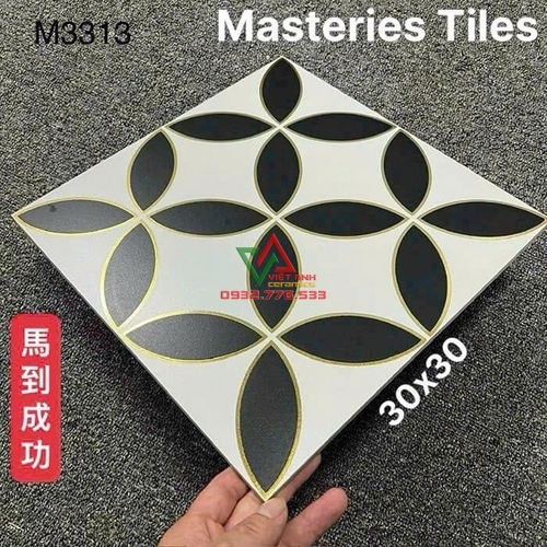 Gạch Bông 30x30 Khắc Kim Họa Tiết Hình Học