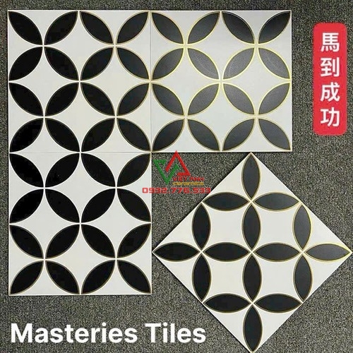 Gạch Bông 30x30 Trắng Đen Khắc Kim Hiện Đại