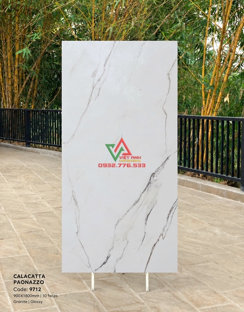 Gạch Ốp Tường 90x180 Trắng Vân Đá Nhẹ Bóng Kiếng