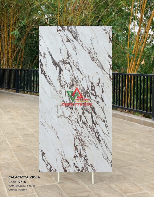 Gạch Trang Trí 90x180 Trắng Vân Đá Nâu Bóng Kiếng