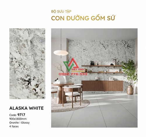 Khám Phá Góc Bếp Sáng Với Gạch Vân Đá Alaska 90x180