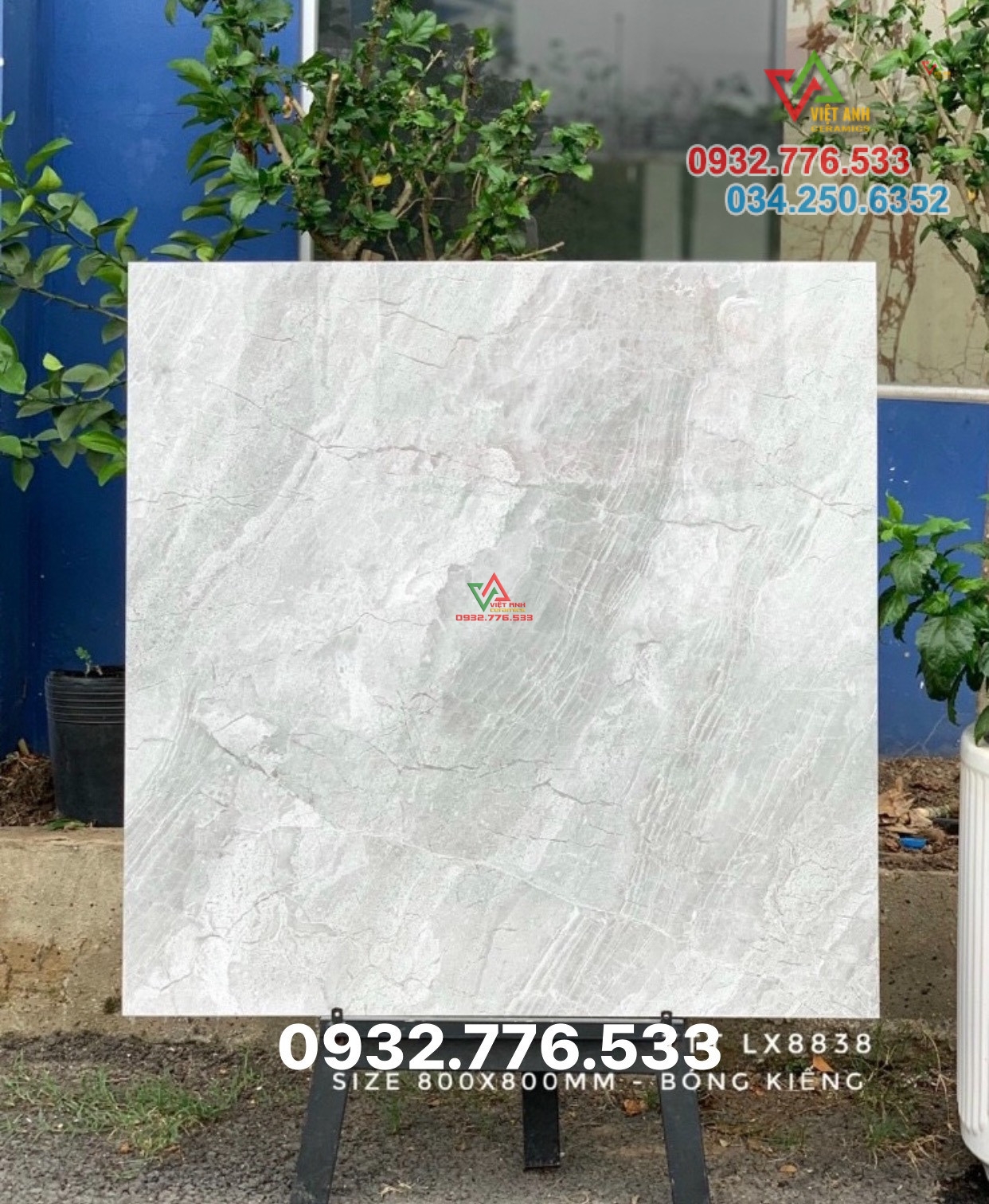 Gạch 80x80 vân xám đá bóng kiếng hàng Vn quận 1