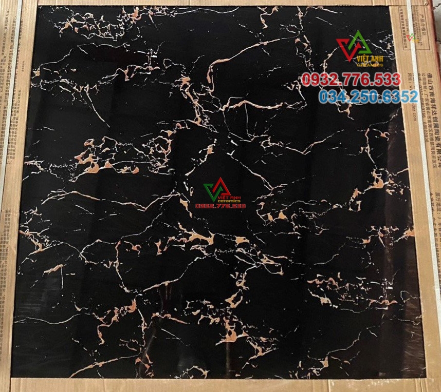 Gạch khổ lớn 100x100 màu đen vân cam quận 8