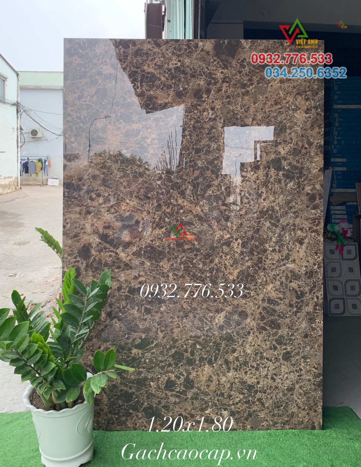 Gạch 120x180 khổ lớn vân đá màu nâu hàng nhập khẩu