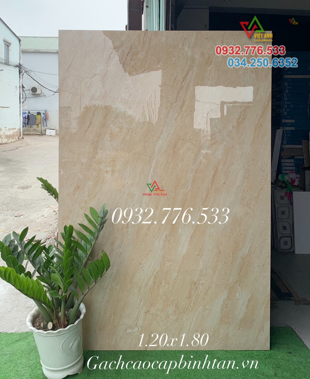 Gạch khổ lớn 120x180 màu vàng kem đá Mafia Begin hàng nhập