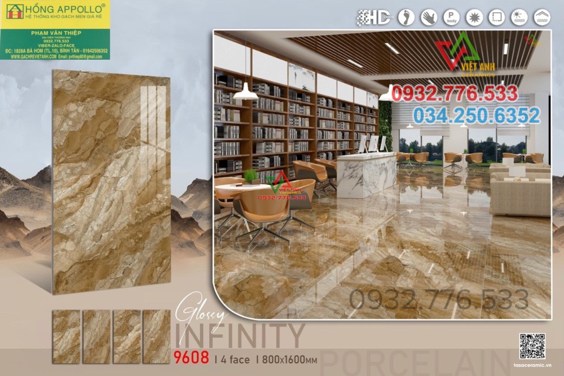 Gạch 80x160 màu vàng đất khổ lớn ốp lát biệt thự