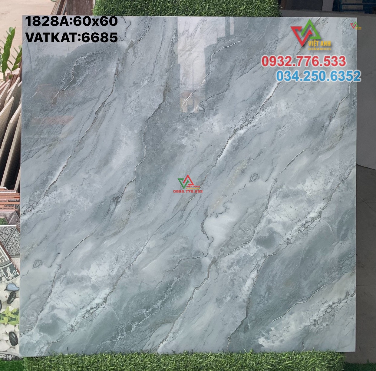 Gạch 60x60 màu xám bóng kiếng lát nền phòng ngủ 6685