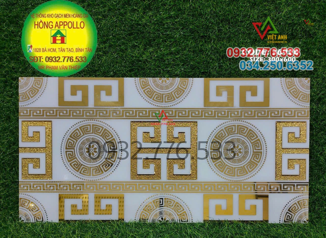 Gạch trang trí khắc kim nhũ vàng 30x60 điểm nhấn sang trọng