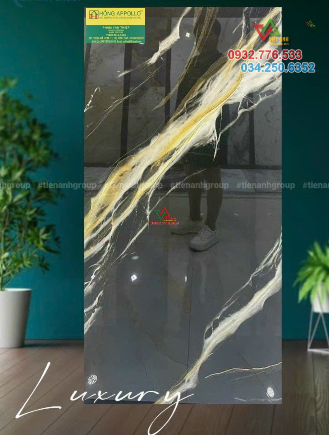 Gạch 60x120 hàng sang trọng màu đen vàng bóng kiếng ốp tường