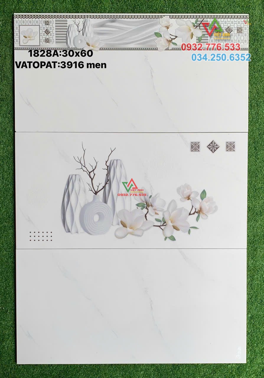 Gạch ốp tường 30x60 hàng VN màu trắng vân mây nhẹ họa tiết đẹp tại quận 6