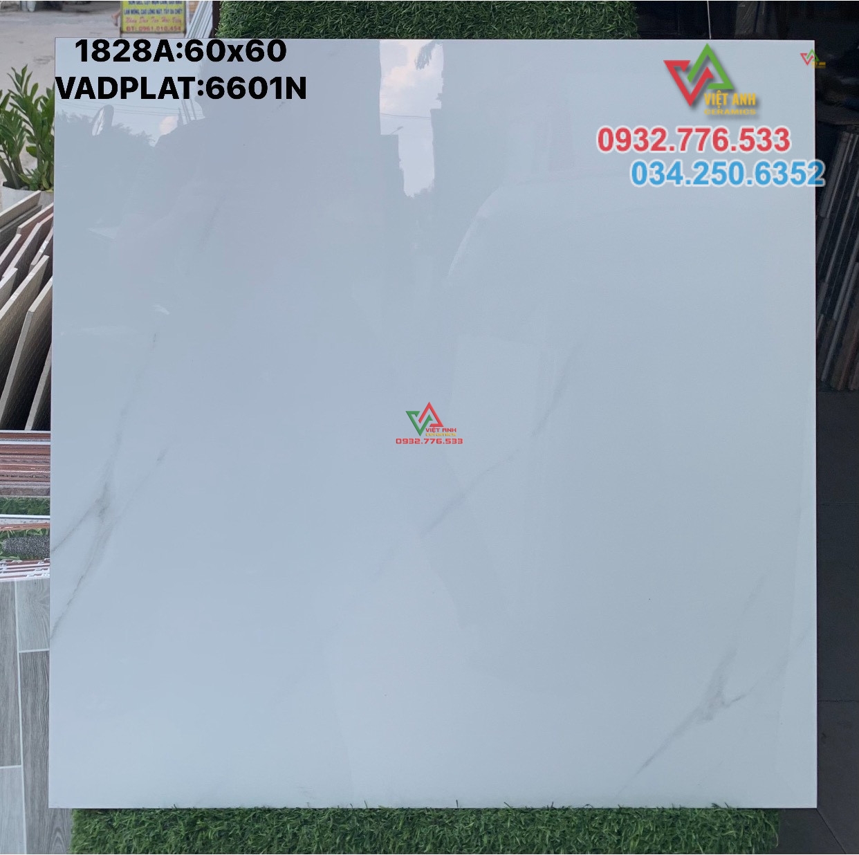 Gạch 60x60 hàng VN màu trắng vân mây nhẹ mã 6601N