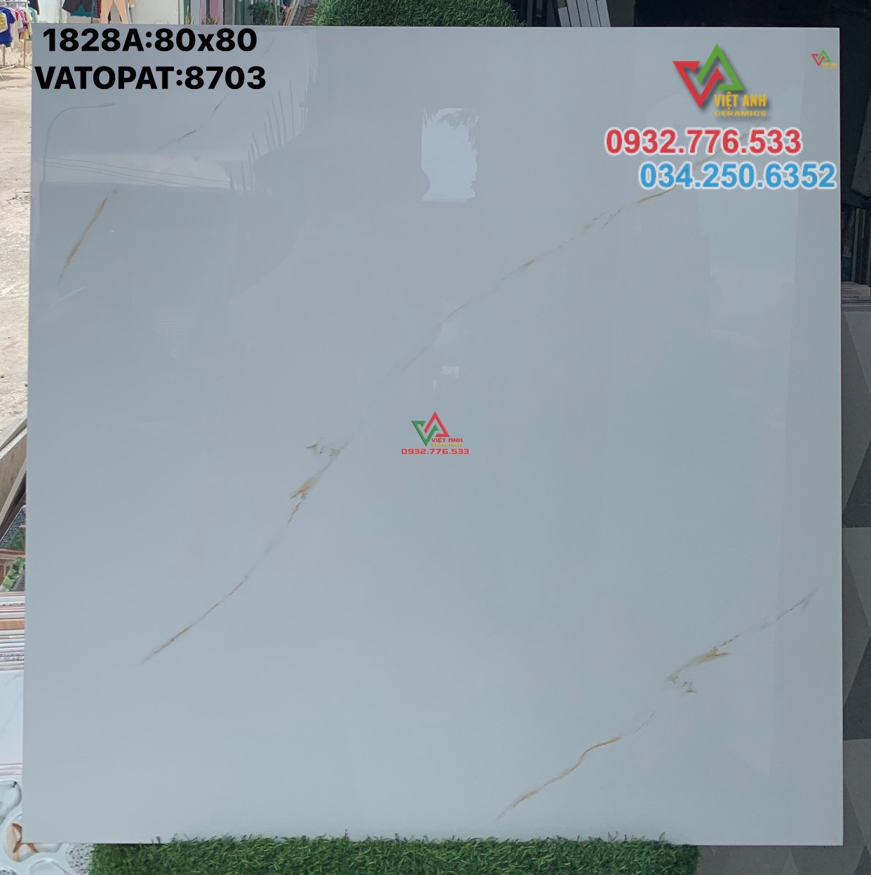 Gạch 80x80 màu trắng vân cam nhẹ mã 8703