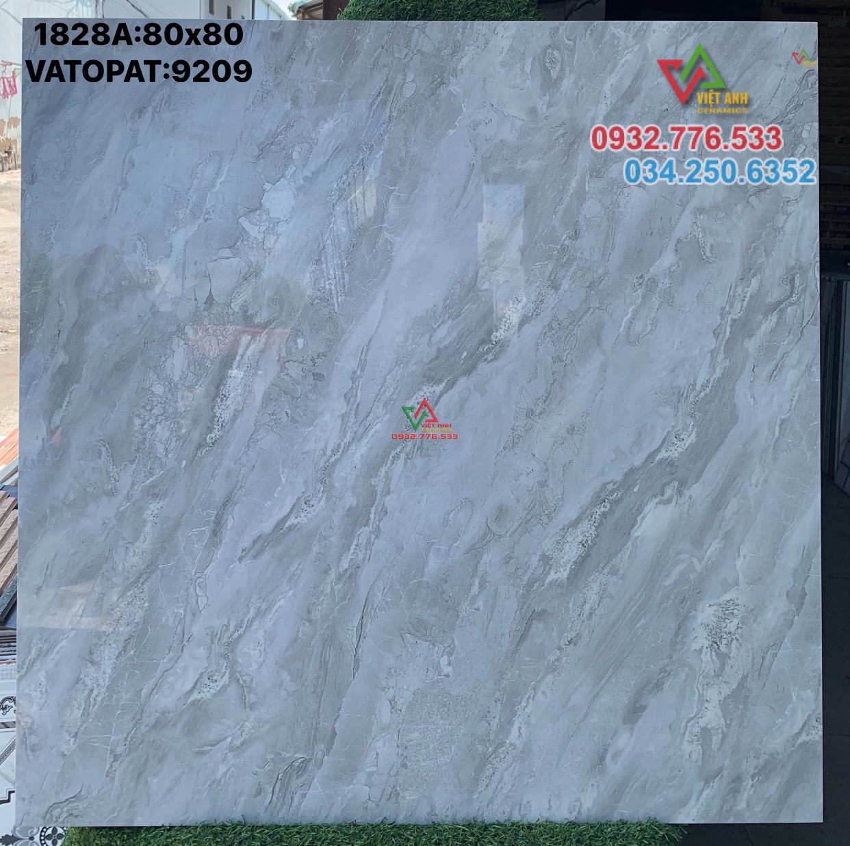 Gạch 80x80 hàng VN màu xám vân đá hàng bóng kiếng cao cấp tphcm