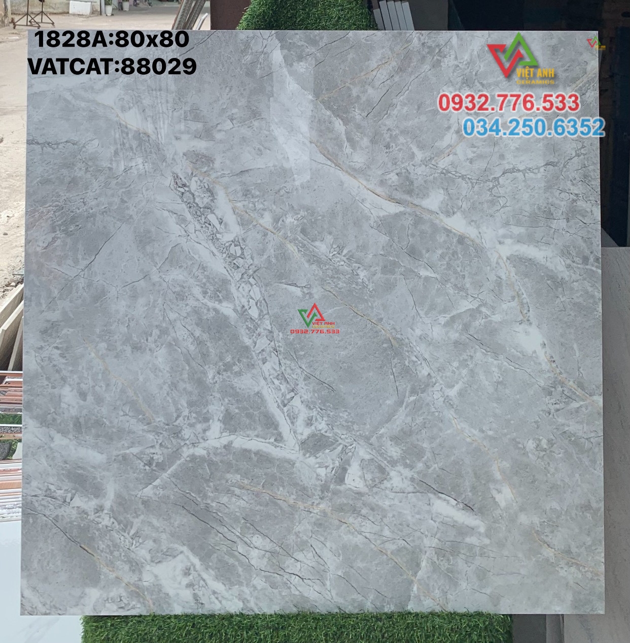 Gạch 80x80 màu xám đá bóng kiếng tại Tiền Giang