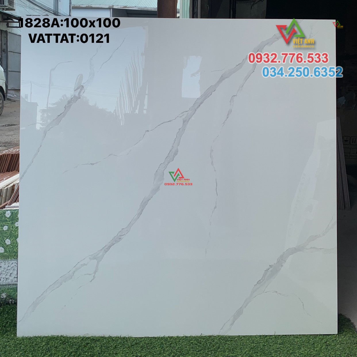 Gạch khổ lớn 1000x1000 màu trắng vân mây mã 0121