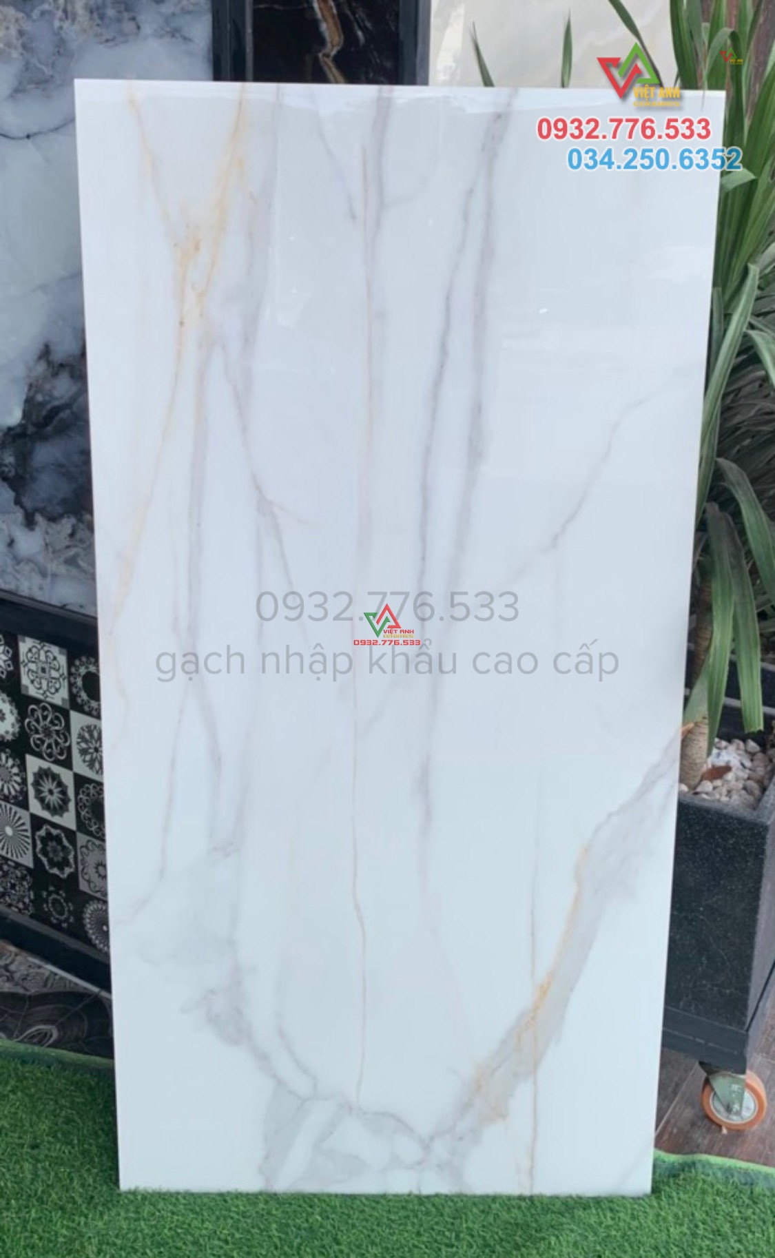 Gạch khổ lớn 80x160 đá granite màu trắng vân xám