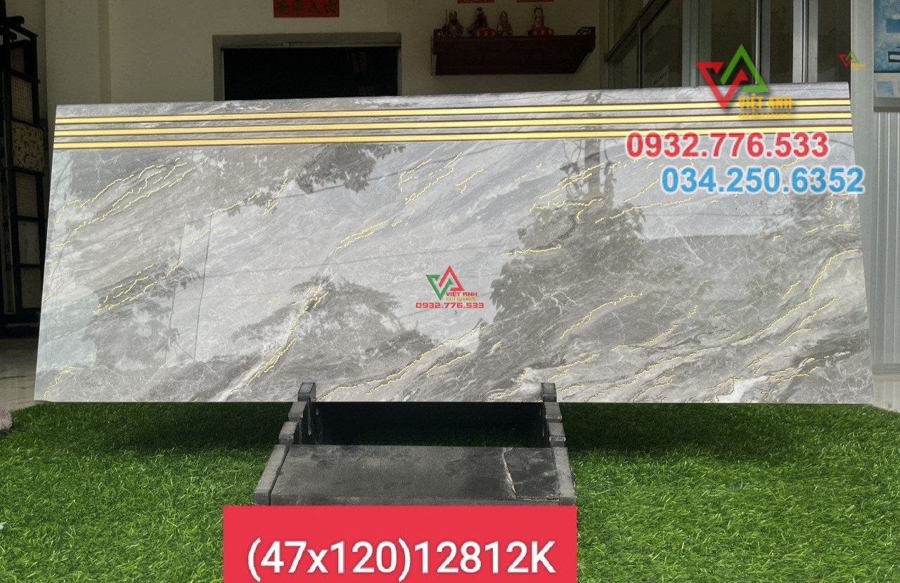 Gạch 47x120 màu xám ánh kim bóng kiếng hàng chính hãng 2023