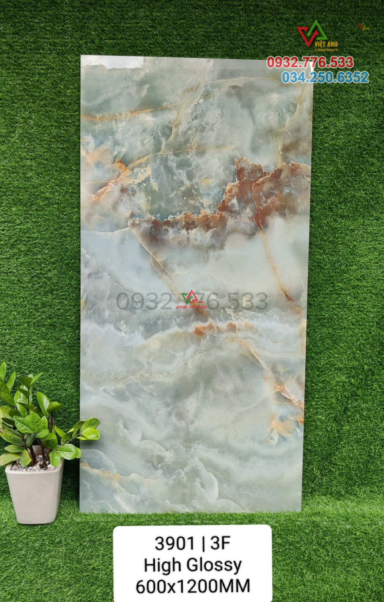 Gạch 60x120 màu xanh vân giả đá bóng kiếng