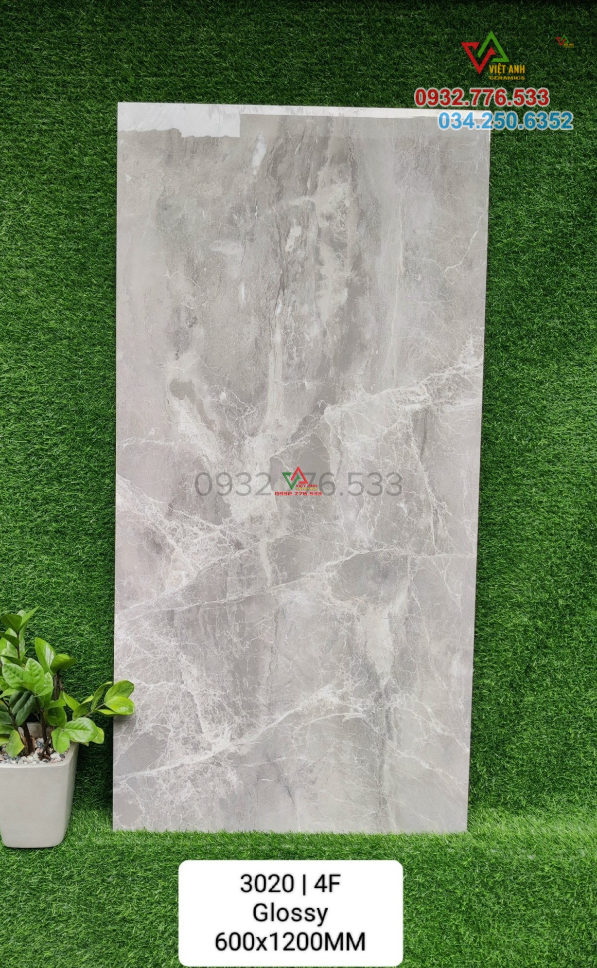 Gạch lát nền khổ lớn 60x120 màu xám xi măng bóng kiếng nhập khẩu