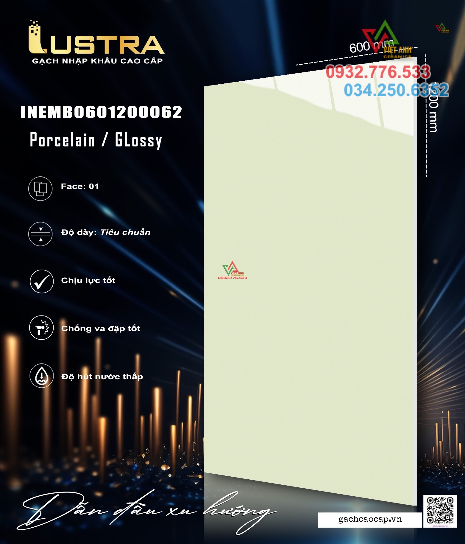 GẠCH 60X120 MÀU XANH MINT PASTEL LUSTRA DÒNG CAO CẤP