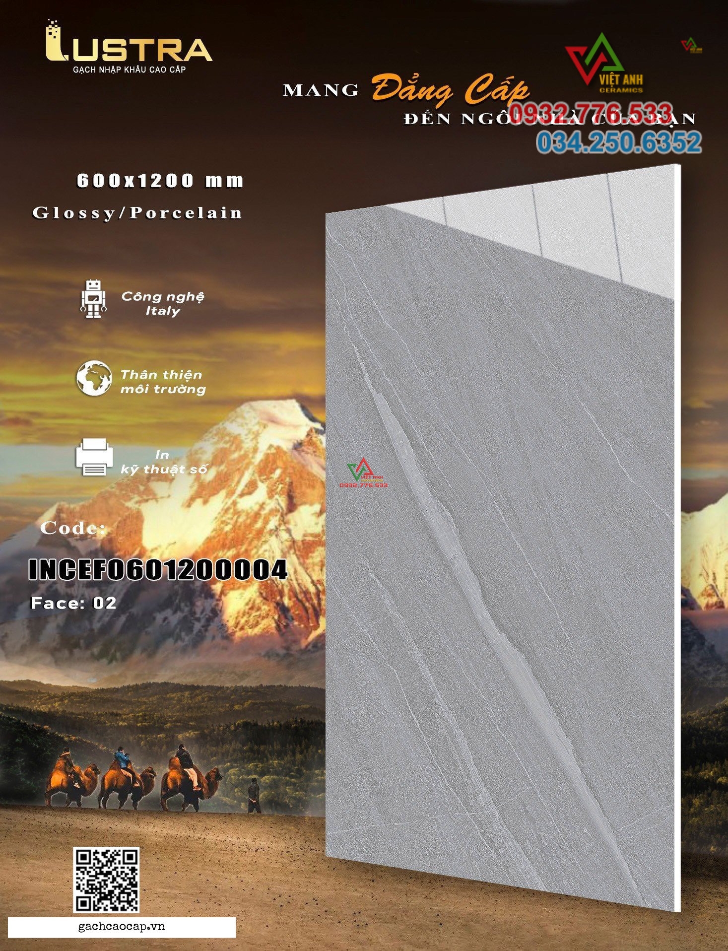 Gạch 60x120 đá bóng kiếng COLOR GRAY Glossy tại Long An