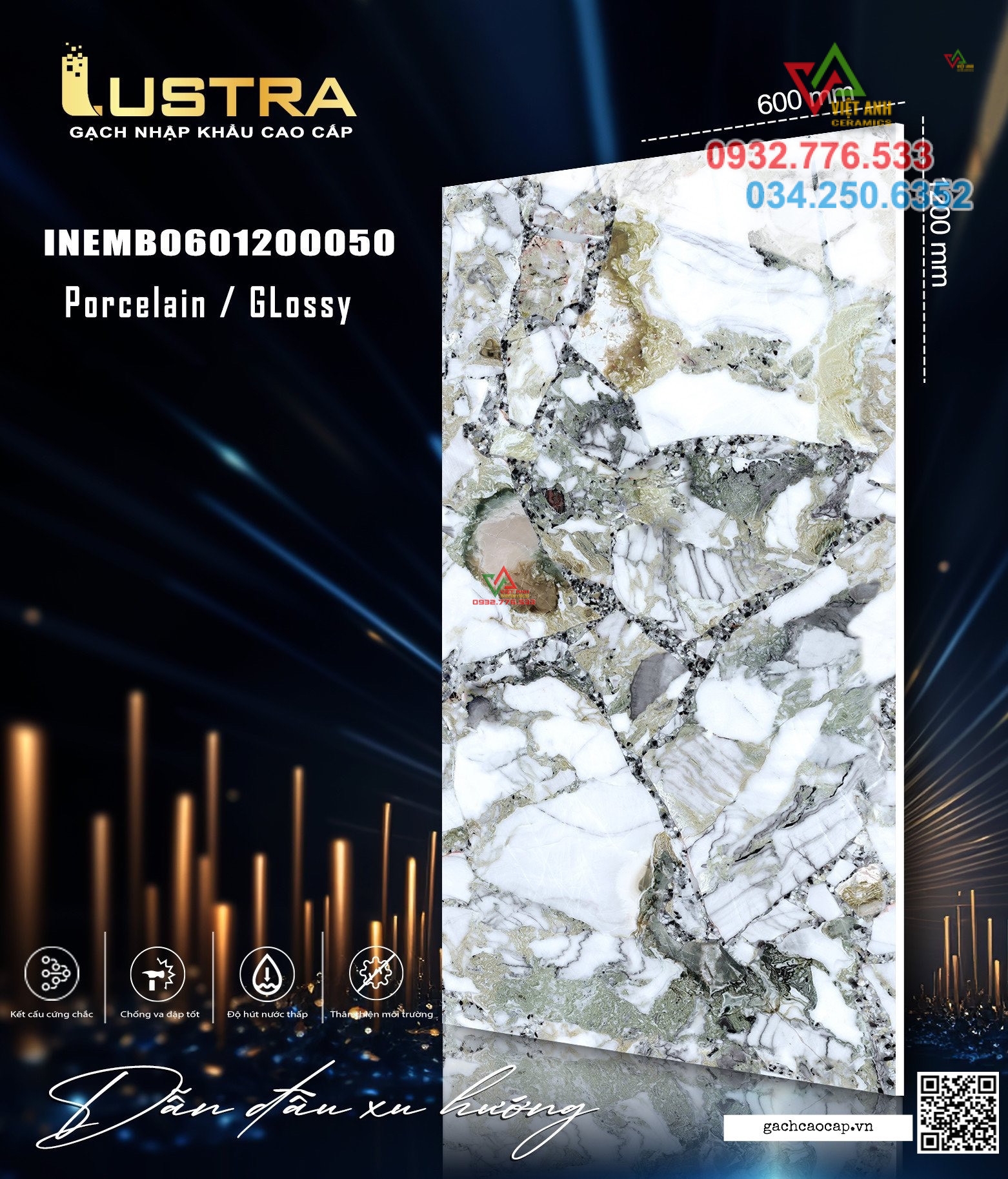 Gạch 60x120 khổ lớn bóng kiếng marble hàng Ấn Độ