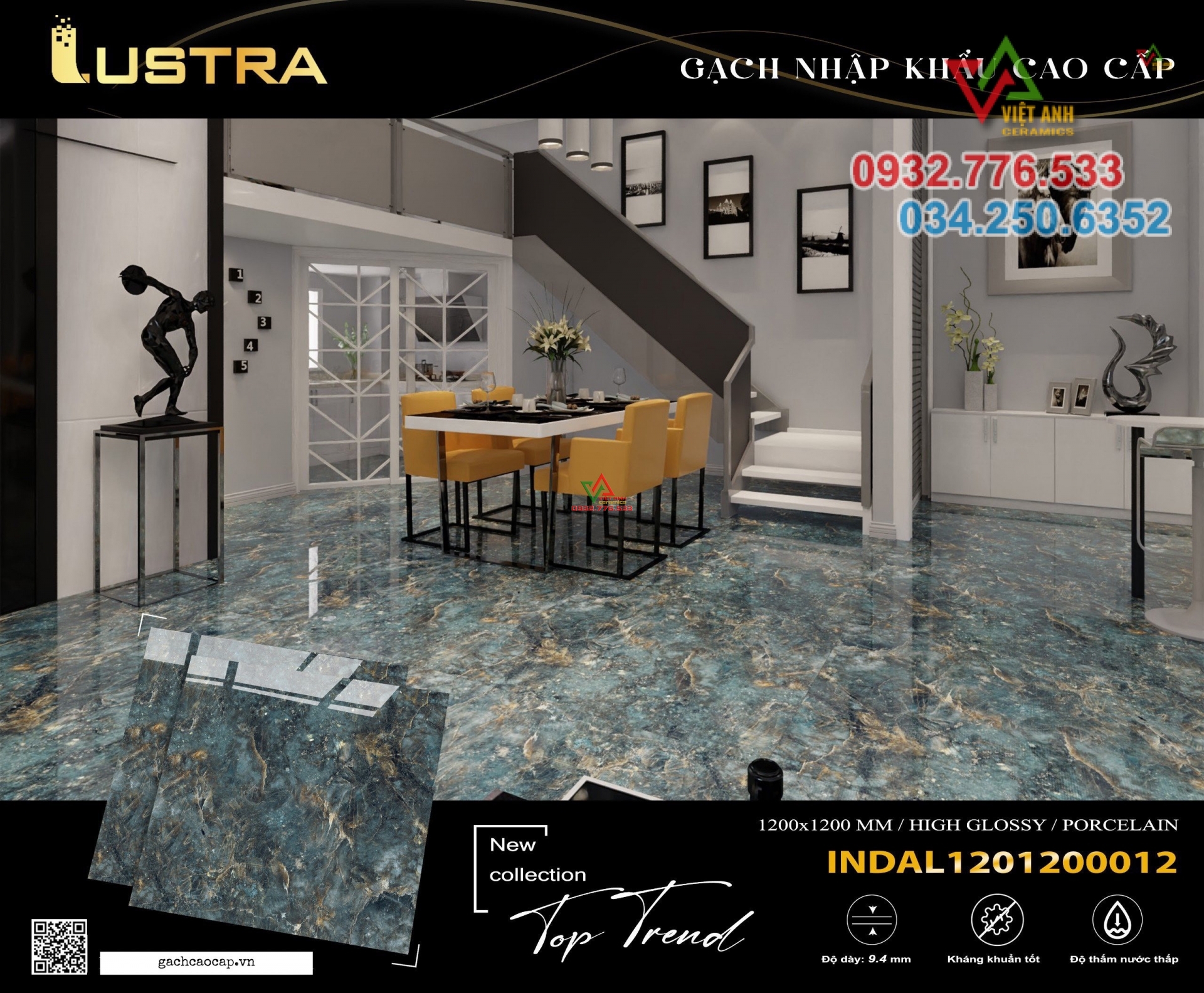 Gạch khổ lớn 120x120 INDAL1201200012 đá marble new collection top trend
