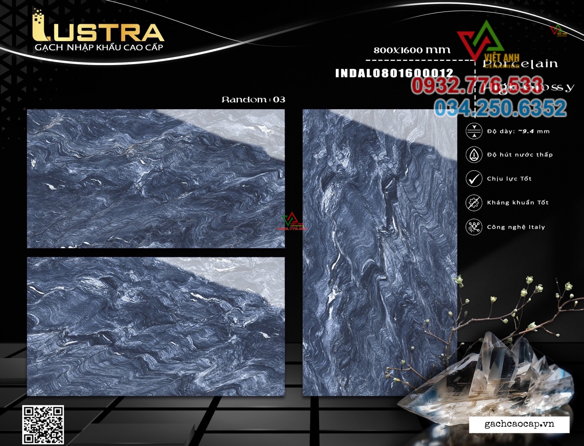 Gạch trang trí 80x160 ốp lát mọi không gian GRAPHITE COLOR LUSTRA