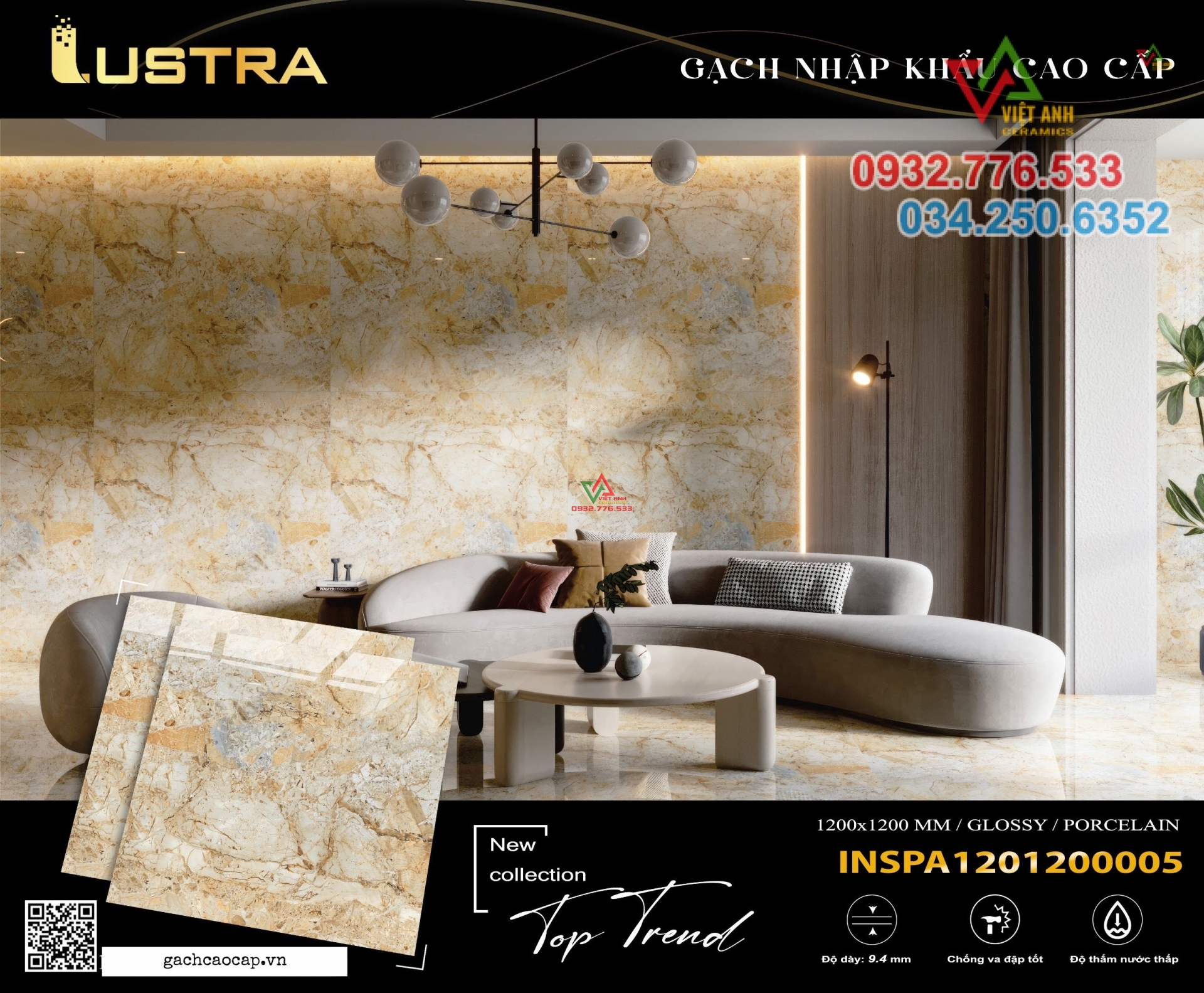 Gạch nhập khẩu 120x120 khổ lớn đá marble sang trọng tại quận 1