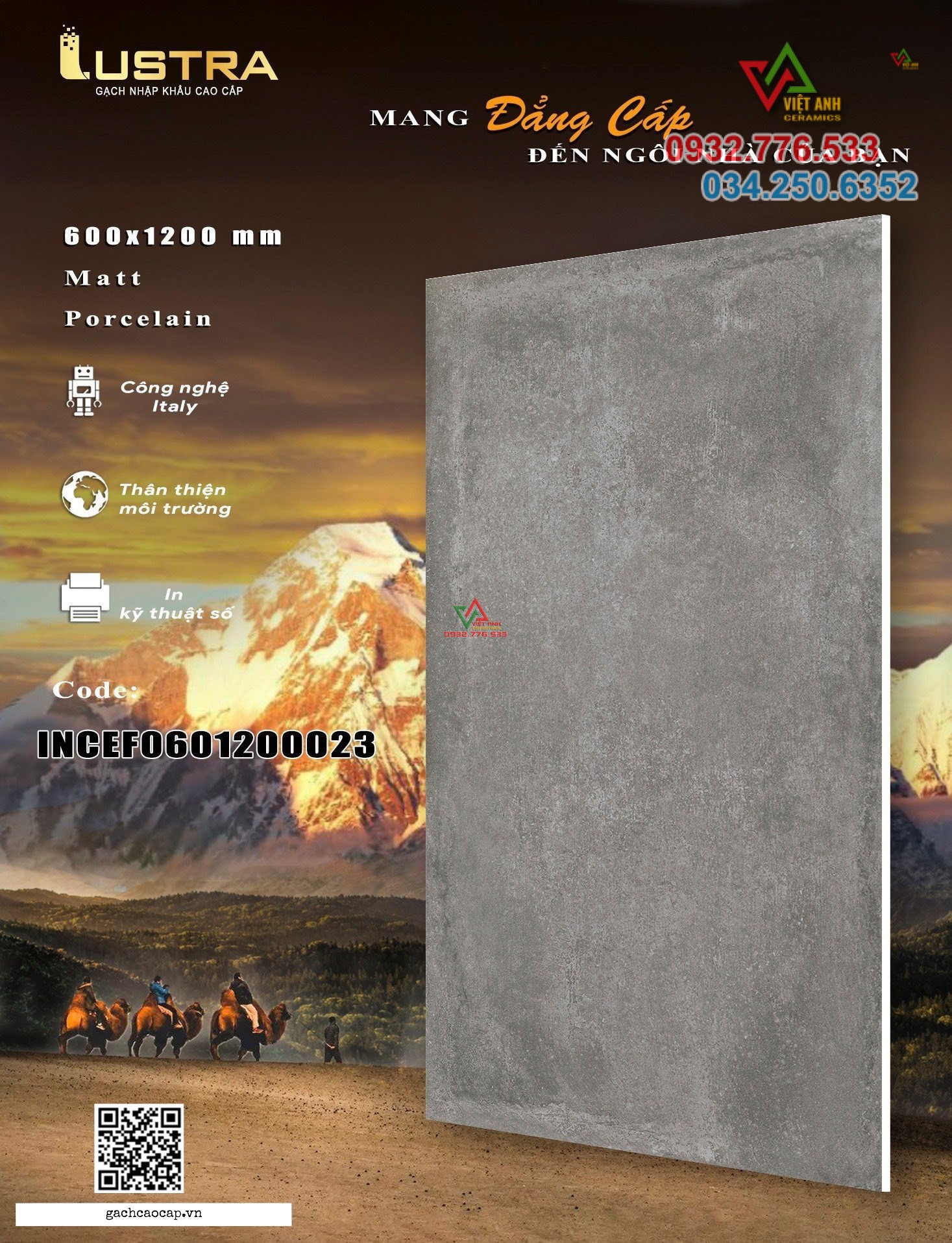 Gạch đá mờ 60x120 khổ lớn màu xám đậm có sẵn tại kho