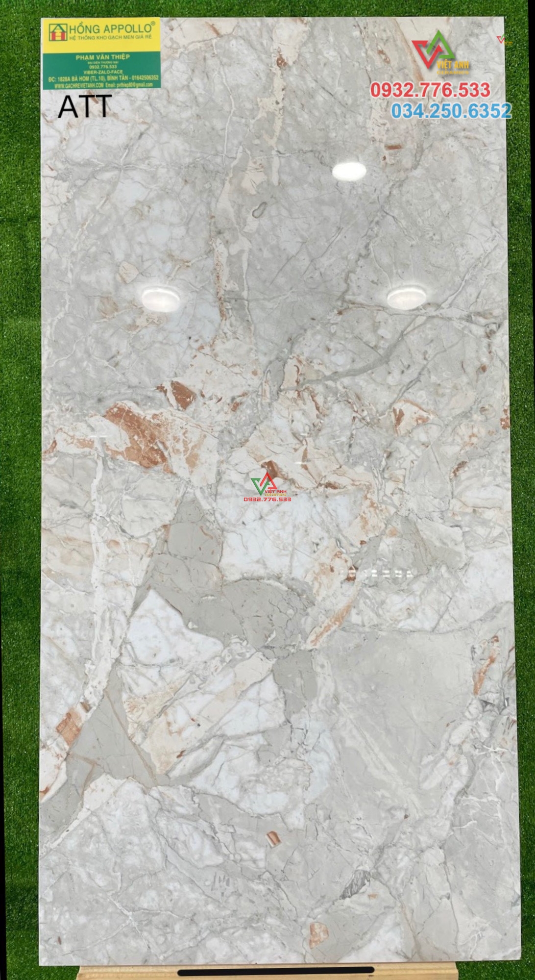 Gạch 60x120 Ấn Độ Glossy Palma Breccia Bianco