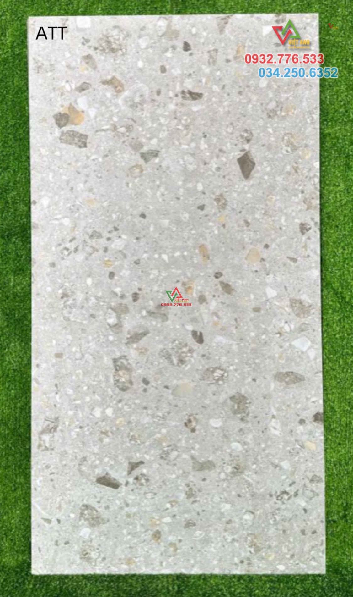Gạch 60x120 hàng matt vân terrazo màu xám đậm