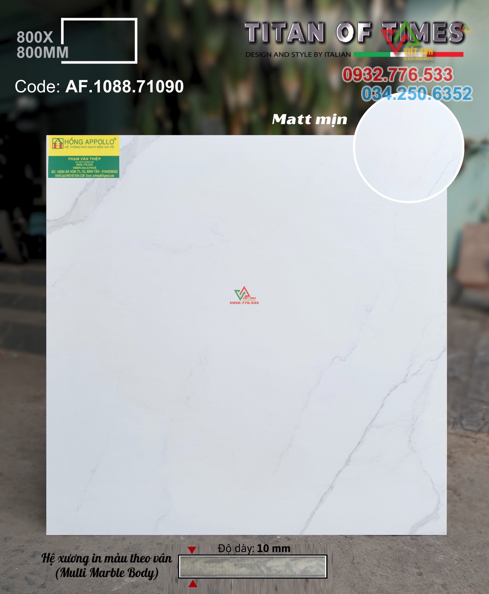 Gạch 80x80 đá mờ titan trắng vân mây hàng Apodio AF.1088.71090