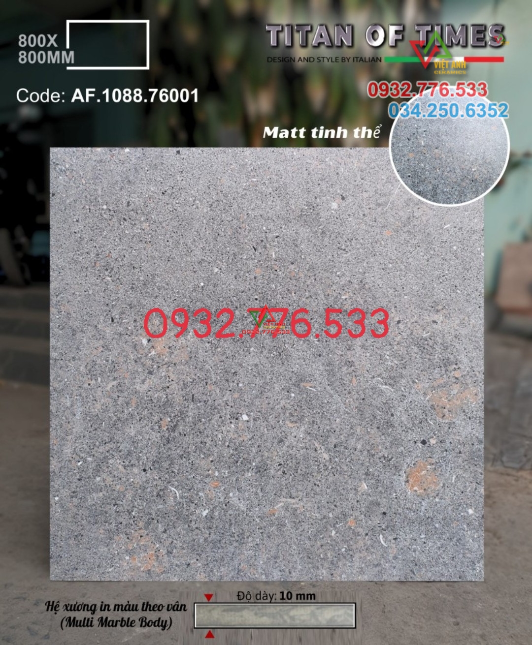 Gạch 80x80 đá mờ trang trí ngoài sân matt tinh thể