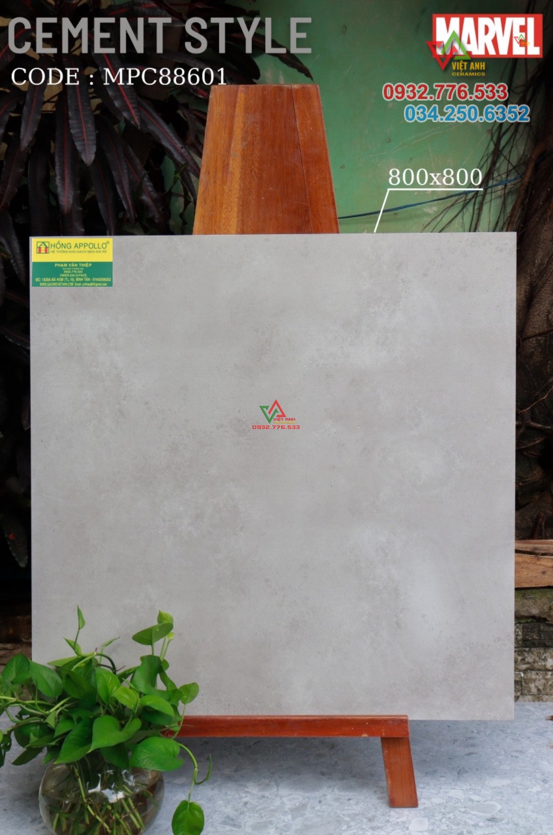 Gạch 80x80 màu xám đá mờ xi măng code MPC88601
