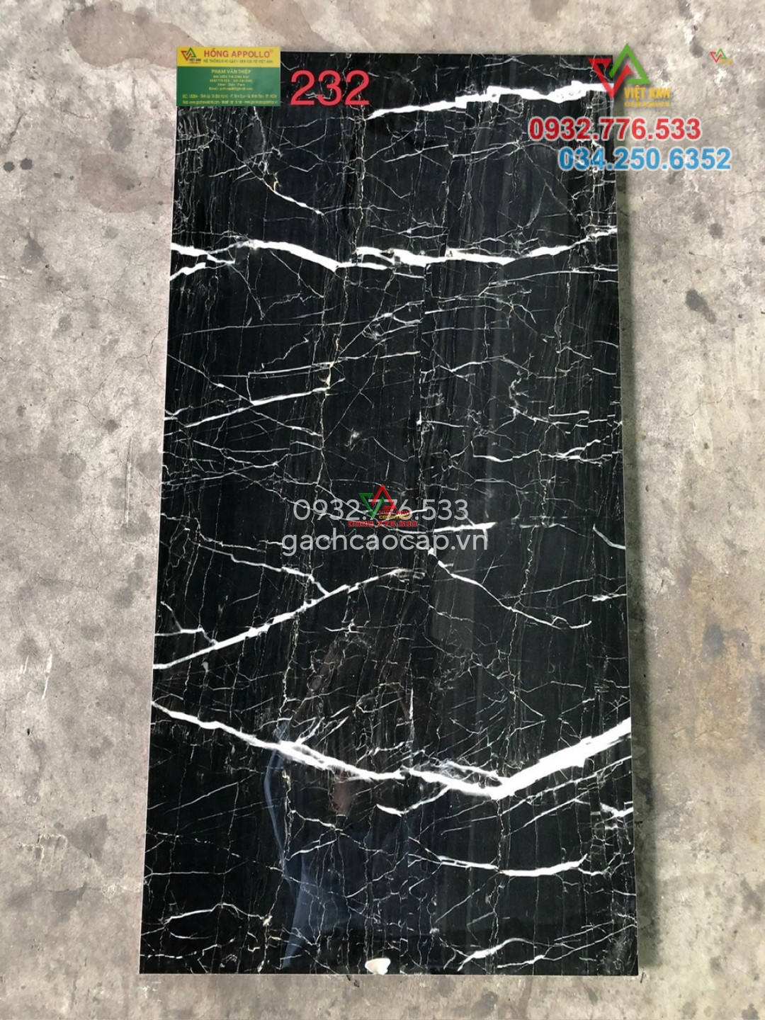 Gạch 60x120 black with glossy white stripes made in Vietnam