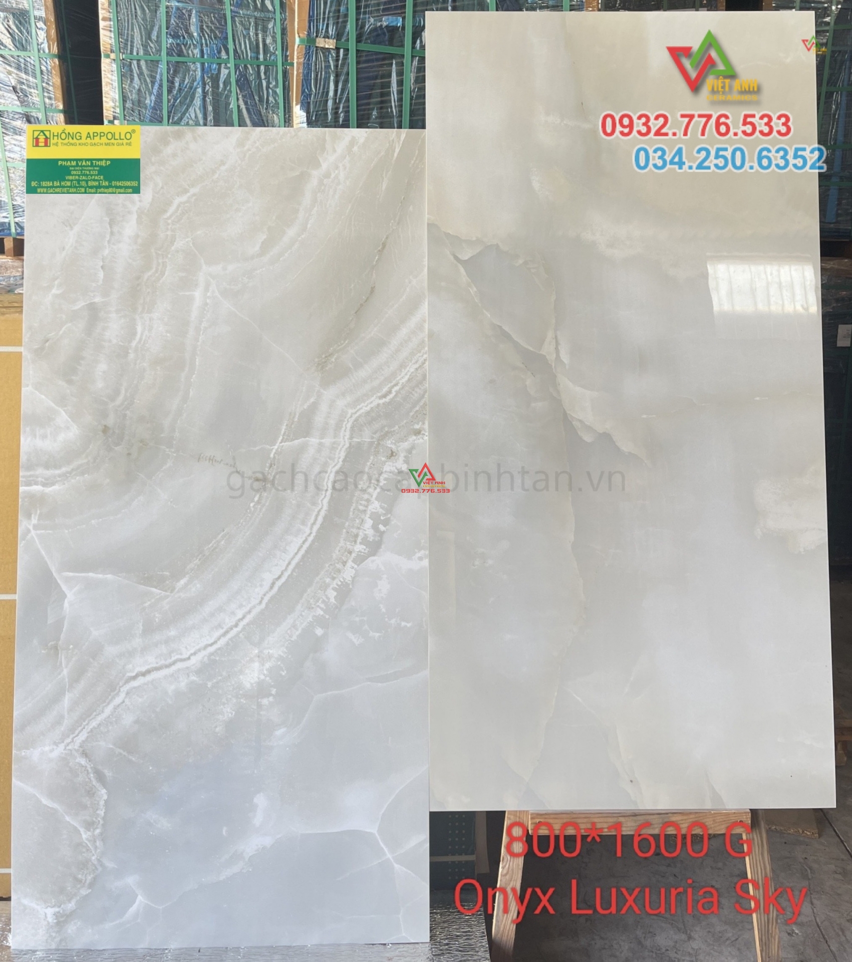 Gạch khổ lớn 80x160 glossy color Onyx Luxuri Sky