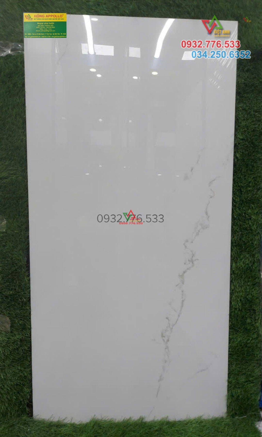 Gạch 60x120 đá bóng kiếng màu trắng vân xám nhẹ hình ảnh thực tế