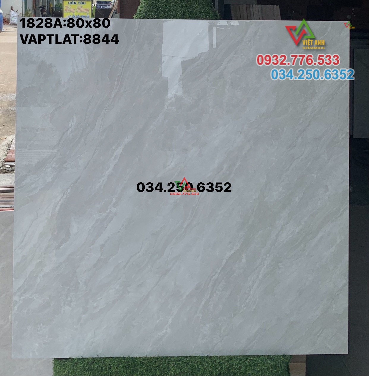 Gạch 80x80 màu xám đá bóng kiếng ốp lát sàn nhà