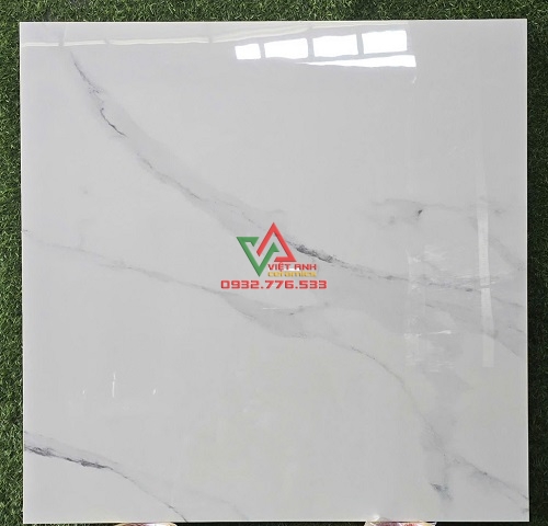 Gạch đá bóng Ấn Độ 80x80 vân mây trắng xám hiện đại