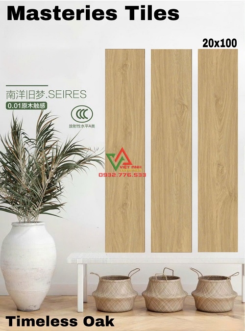 Gạch gỗ mờ 20x100 ốp nền phòng ngủ