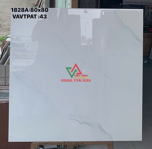Gạch đá bóng 80x80 trang trí trắng vân mây đẹp tinh tế