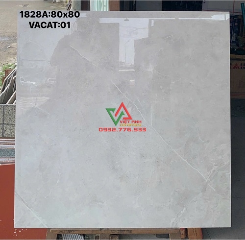 Gạch kem xám vân đá 80x80 bóng kiếng Việt Nam