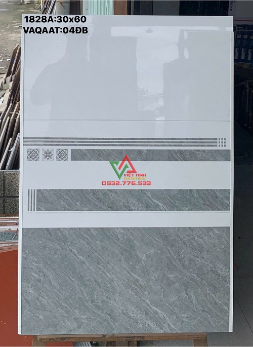 Gạch ốp tường 30x60 trắng xám vân đá marble kẻ sọc trang trí