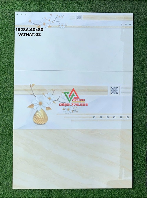 Gạch ốp tường 40x80 trắng kem vân đá hoa thanh nhẹ