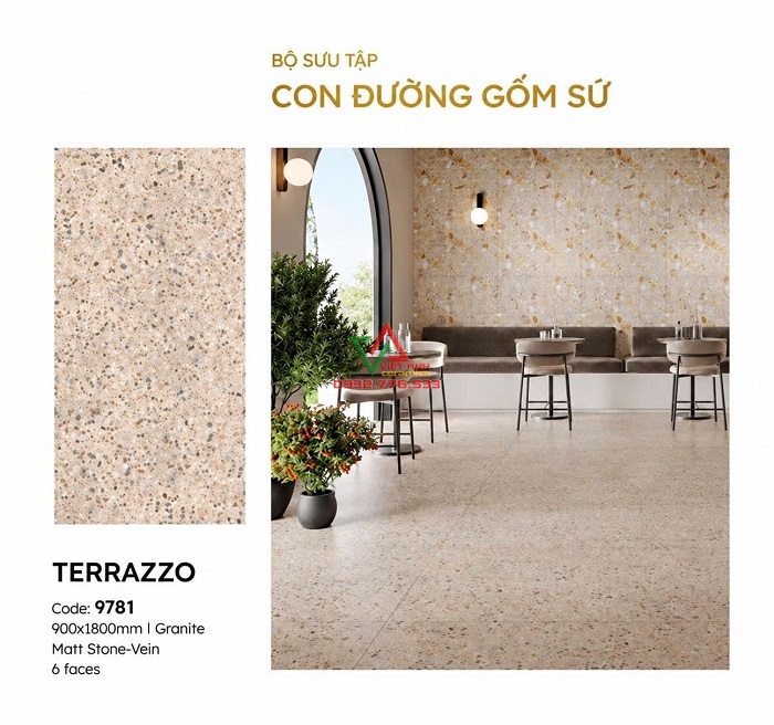Tổng Kho Gạch Terrazzo 90x180 Màu Kem Đá Mờ